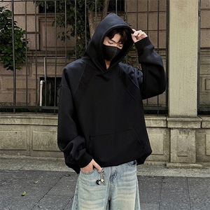 抖音得物二开 26春装美式高街宽松结构螺纹拼接连帽卫衣外套X087图片