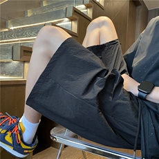 抖音品质夏季新款潮流双褶冰丝宽松五分裤B315-K24139-特p23控48，男装休闲裤，电商B315