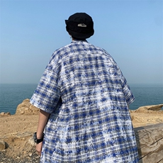 2024复古衬衫男夏装港风学生宽松小众设计感趣味字母上衣外穿，男装衬衫，星座601-2