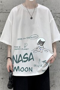 HT73187-P22 NASA 联名同款华夫格t恤男短袖男大码五分袖 大皂风图片