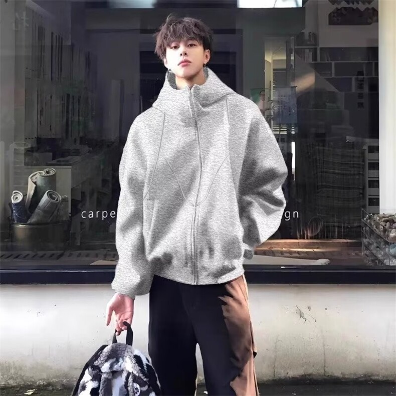 卫衣开衫男新款美式帽衫外套513AKS2377常规P50加绒P55，女装短外套，星座513A