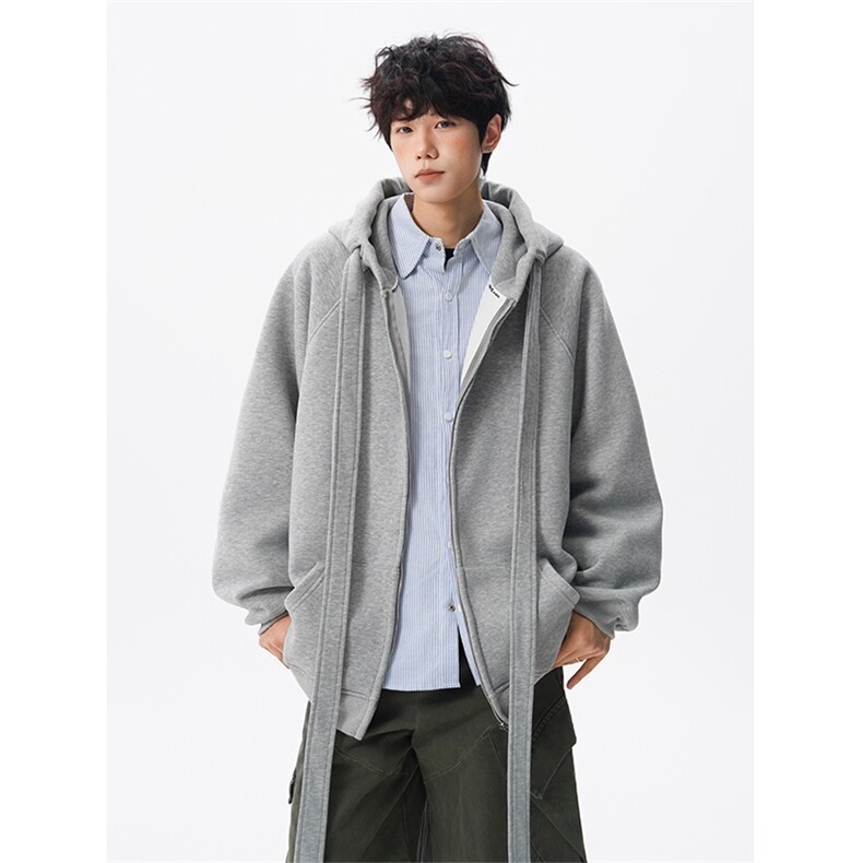 8XL-M 朝牌情侣美式绑带设计连帽卫衣宽松开衫外套男女WY35P58图片