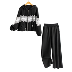 水衣源2788款时尚运动休闲连帽镶色套装女，女装运动套装，水衣源