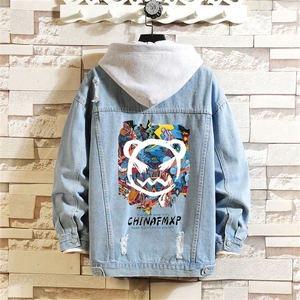 2025秋季 破洞男士大码牛仔学生印花夹克带帽外套 JK774-P85，男装夹克，星座1103-1