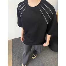 夏季美式高街ins重磅拉链装饰短袖T桖货号TX25172P35，男装T恤，电商A063