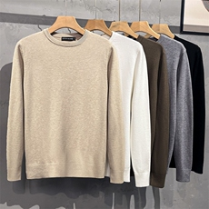 春秋男士圆领保暖内衣外穿上衣单件长袖打底毛衫秋衣纯色1066P45，男装T恤，星座410-2