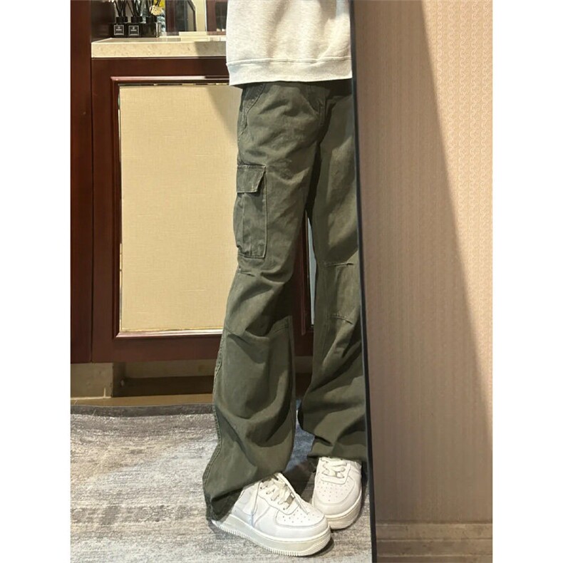 GZK112LL-特P55 cleanfit军绿色工装裤男款宽松直筒阔腿裤图片