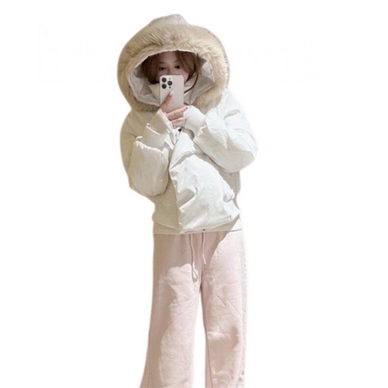 遮肉显瘦温柔风短款大毛领连帽面包服外套女冬季保暖棉服M7863,男装棉衣,星座1116A（原606A-3）