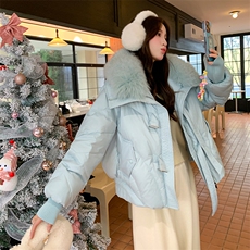 【】学院风狐狸毛领加厚保暖羽绒服2B153/025/P385-K455，女装羽绒服，2B153