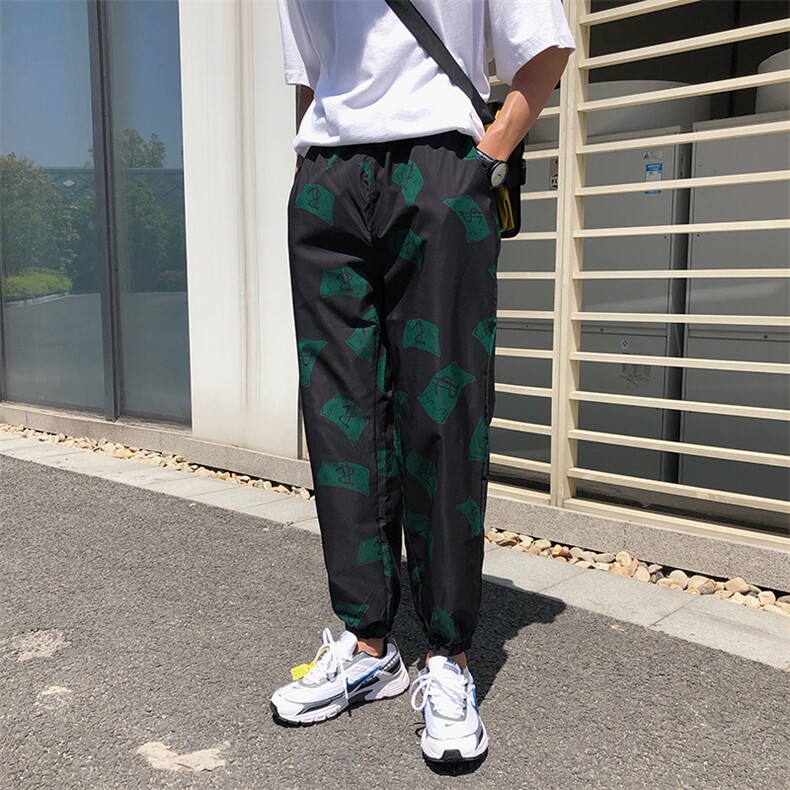 ins超火的束脚裤夏季港风原宿网红款印花休闲裤男长裤N003,男装休闲裤,星座1501