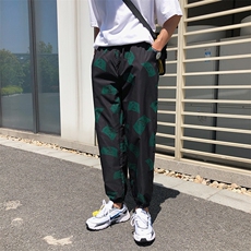 ins超火的束脚裤夏季港风原宿网红款印花休闲裤男长裤N003，男装休闲裤，星座1501