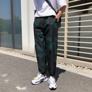 ins超火的束脚裤 夏季港风原宿网红款印花休闲裤男长裤N003图片