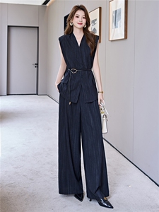 时尚阔腿裤套装女2025夏季新款休闲气质显瘦高级感无袖职业两件套图片