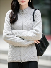 菱形格棉服，女装羊毛衫，优麦羊绒（原洪叶羊绒）
