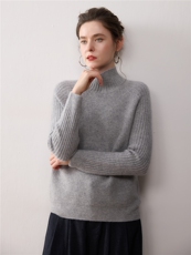 2025新款秋冬100%纯山羊绒衫女半高领针织衫宽松加厚毛衣打底衫，女装羊绒衫，暖绒情旗舰店