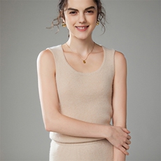 2024年秋季时尚U领纯色无袖修身显瘦吊带背心，女装背心吊带，萨奥羊绒