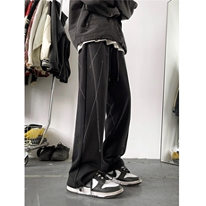 美式复古卫裤秋冬款直筒运动休闲裤子XZ502-K722-P55加绒p60控78，男装休闲裤，星座502
