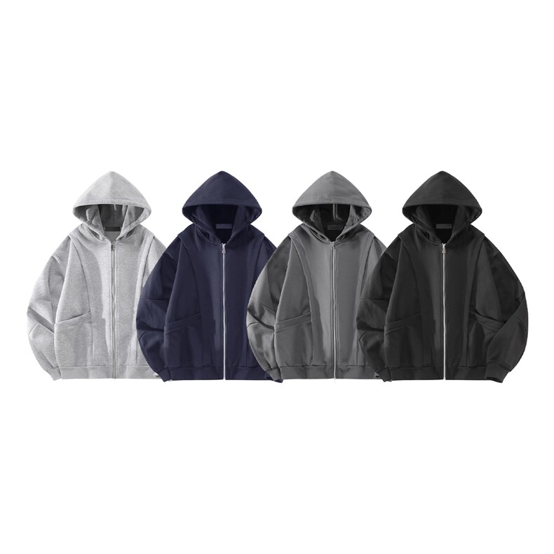 抖音得物高品质二开25秋冬美式重磅宽松结构设计连帽卫衣外套W78，男装卫衣，电商A486-1