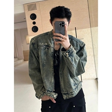 现货不缺货水洗牛仔衣宽松做旧牛仔外套1209-1-JK12-P78(网图)，男装夹克，星座1209-1