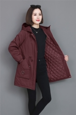 棉衣女冬季中长款加棉纯色百搭休闲外套面料升级加厚有型派克服，女装棉衣/棉服，曼沙奕珂