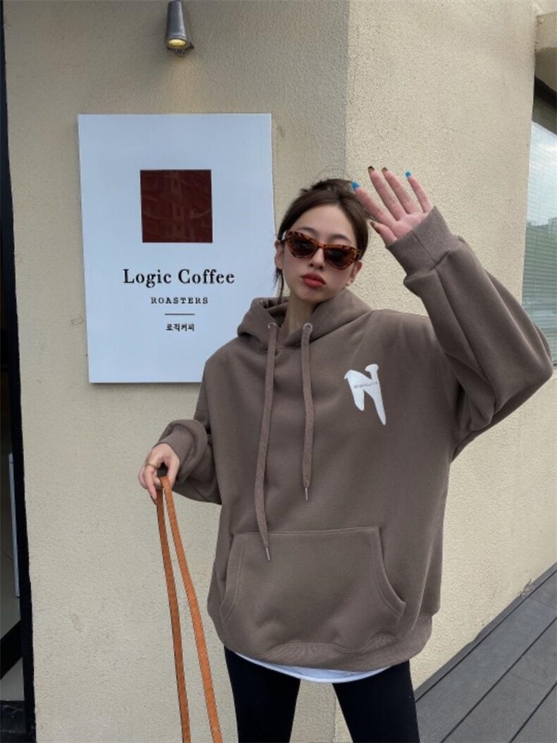 时尚休闲加绒卫衣，女装卫衣/绒衫，泽妤