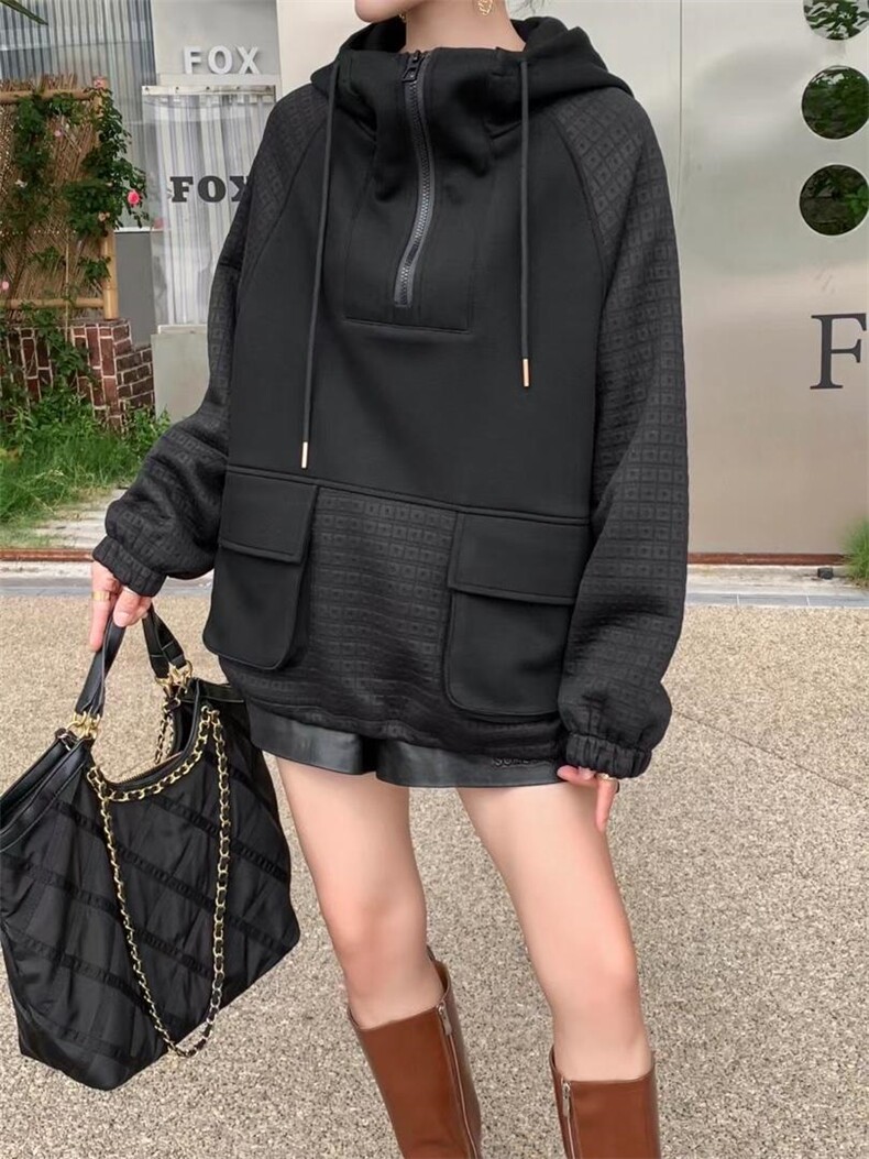 爱美欧，现货，拼接卫衣加厚，女装卫衣/绒衫，爱美欧