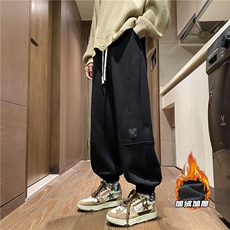 抖音品质港风冬季新款加绒保暖宽松束脚卫裤B315-K23490-p65控88，男装休闲裤，电商B315