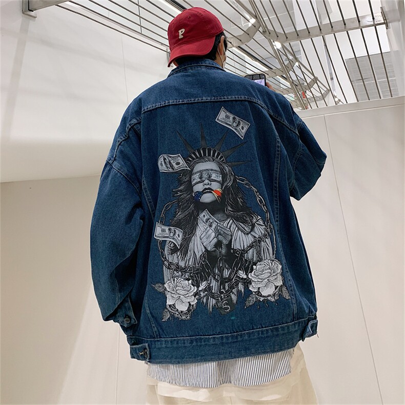 美式复古牛仔外套男春高街潮牌ins褂子hiphop工装夹克JK867-P68,男装夹克,星座1103-3
