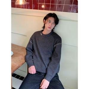 秋冬款高级感毛衣男潮牌宽松百搭简约针织衫Y5018-P57图片