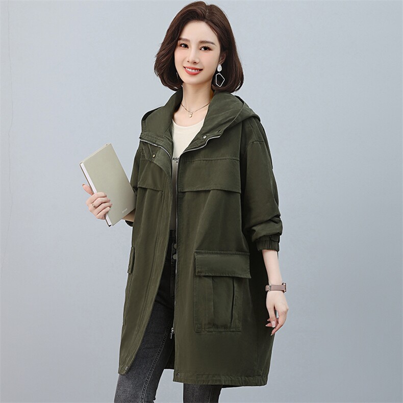 风衣女中长款时尚休闲大码胖mm显瘦外套春秋2025新款杭州意法大衣,女装风衣,江忆布依