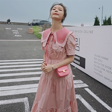 现货已出粉色拼领初恋长裙251—25102—P105—K158，女装连衣裙，浙宝189