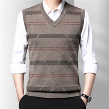 2023春秋季新款男士马甲背心针织衫V领纯色休闲中老年爸爸装，男装背心/马甲，电商B212（原钱塘6029）