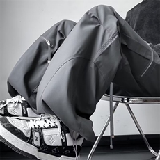 灰色工装裤男新款春秋季垂感宽松显瘦直筒休闲美式阔腿裤G086/P54，男装工装外套，星座506