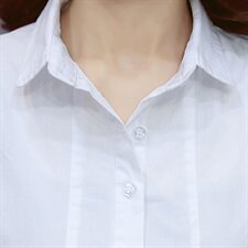 长袖排多扣中长款直筒纯色POLO领压皱口袋纯色衬衫2025年秋季，女装衬衫，风姿绰