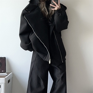 抖音得物品质 26春装美式重磅结构斜拉链高领连帽卫衣开衫外套W61图片