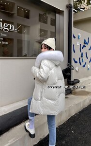大毛领闪光羽绒服图片