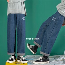 主推秋冬心电图牛仔裤宽松直筒老爹裤X715NZ007批45控68，男装牛仔裤，星座715