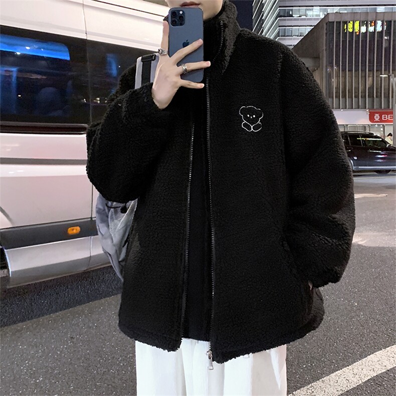 冬季新款港风羊羔毛棉衣男宽松百搭加厚情侣棉服外套W2270-P44,男装棉衣,星座512-2