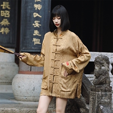 中性中式风（金财神）潮丝绸提花改良唐装外套男女C3460，男装民族服装，星座305A（原312A-1）
