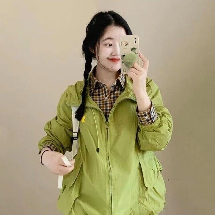 美式复古潮流防晒衣2025新款户外防紫外线宽松轻薄透气防晒服潮，女装风衣，星座506A