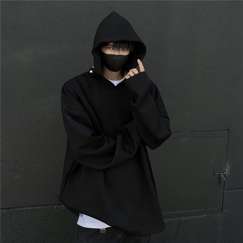 白敬亭的设计感太空棉连帽情侣卫衣纯色百搭上衣宽松外套,女装短外套,电商A341
