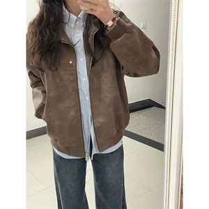 潮酷美式撞色卫衣外套女帅气街头休闲复古拉链开衫宽松上衣图片