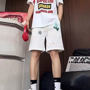 复古小花刺绣短裤男款夏季潮牌宽松慵懒风裤子情侣五分裤XD1122图片