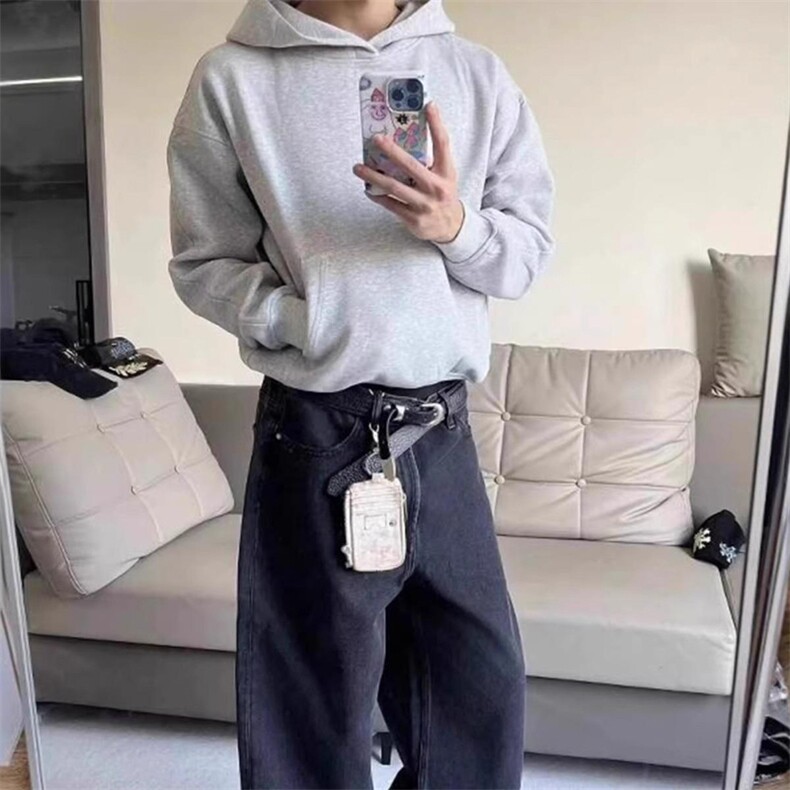 抖音得物二开 26春装美式高街短款廓形连帽卫衣男女外套LM01图片