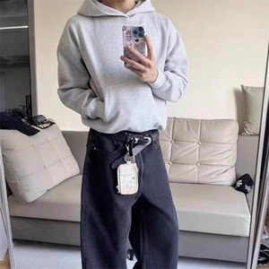 抖音得物二开 26春装美式高街短款廓形连帽卫衣男女外套LM01图片