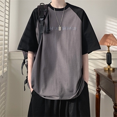 2024夏季新款撞色宽松短袖t恤运动体恤五分半袖现货T1692-P34，男装T恤，星座512-4