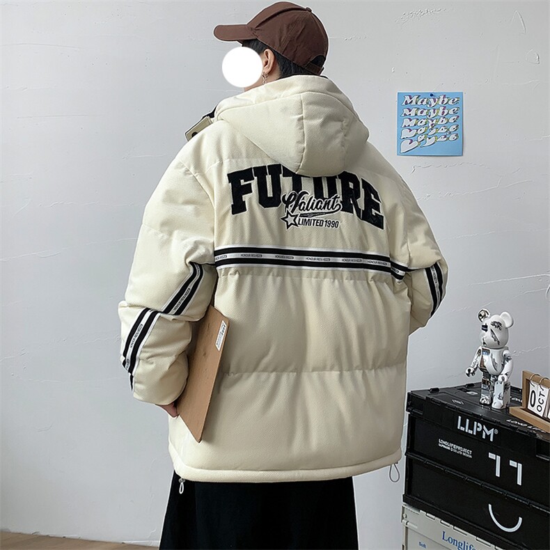 冬季学生加绒加厚连帽棉衣时尚潮牌棉服外套男士8139-P145控价188图片