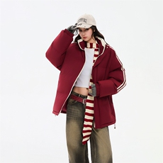 ！冬季条纹五防立领加绒加厚棉衣情侣撞色棉服外套MY7777-P68，男装棉衣，星座610B-1