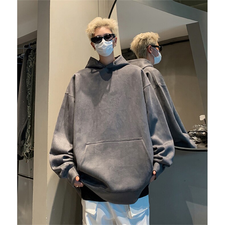 抖音得物重磅420克高品质二开麂皮绒连帽卫衣宽松外套JP001特P33,男装卫衣,电商A486