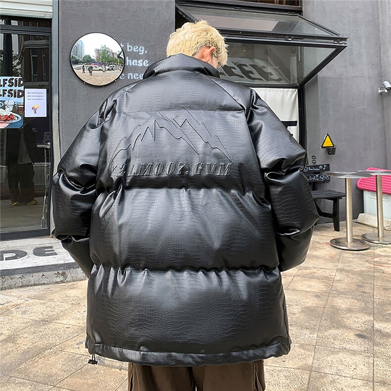 港风鳄鱼纹钢印字母设计棉衣大码潮流休闲棉衣男MY77728P128控168，男装棉衣，星座227-7